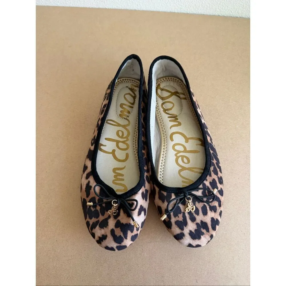 Sam Edelman Felicia Ballet Flat Leopard Prnt Bow size 3
